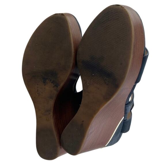 Aldo Women's Navy Blue Suede Leather Strappy Open Toe Wedge Heels Sandals Size 8 - Picture 4 of 6